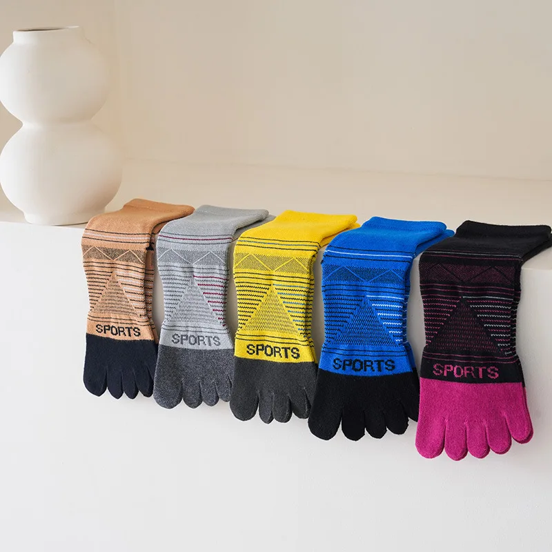 5-pairs-men's-sports-split-toe-socks-colorful-compression-quick-drying-sweat-absorbing-fitness-cycling-hiking-five-finger-socks
