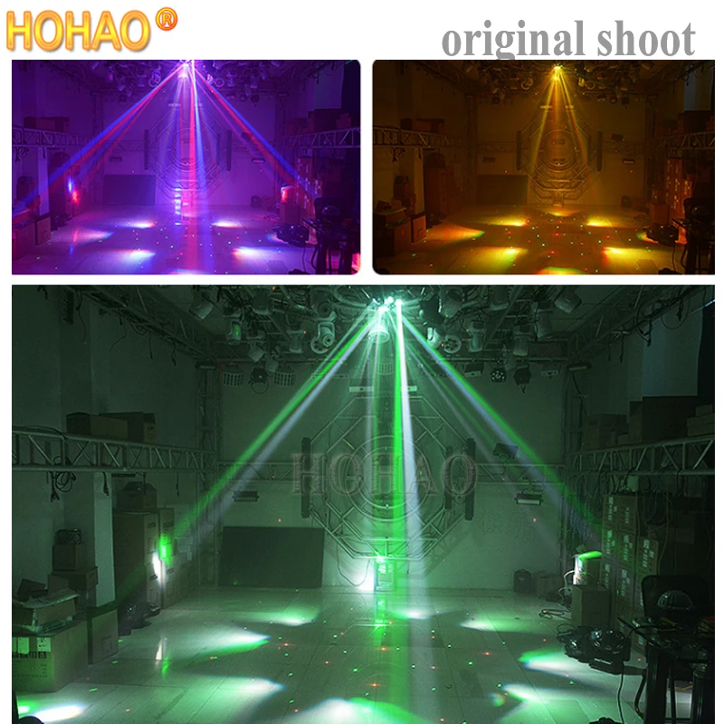 2022 6 Head 3In1 RGB Bee Eyes Laser Moving Head Beam Light Brightness Led With 50mw Red Green Laser Strobe For Disco Dj Bar Ktv