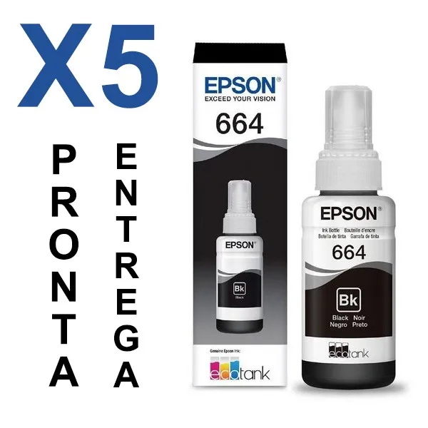 5 Black 664 Ink Refill Black T664120 Original