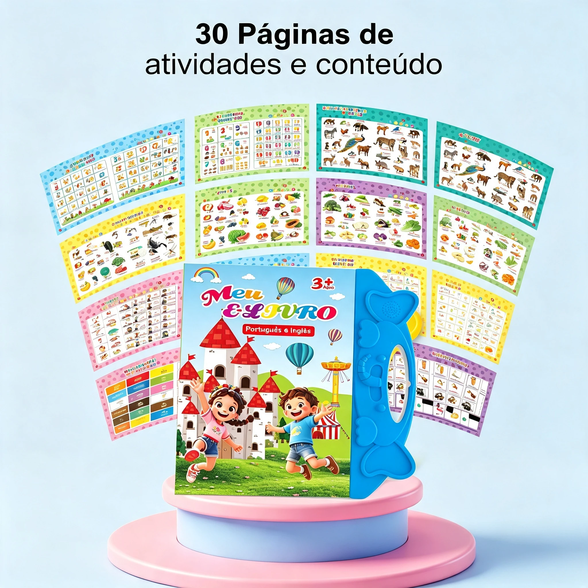 Libro Sonoro Bilingue Portoghese-Inglese, Libro Audio Interattivo per l'Apprendimento Precoce, Giocattolo Educativo Linguistico per Bambini