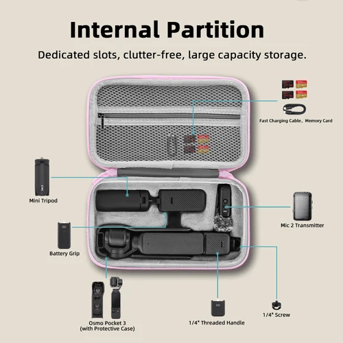 Imagen 2 del producto BRDRC Estuche de transporte/bolso para cámara DJI Osmo Pocket 3, bolsa de almacenamiento portátil, bolsillo 3 cardán, accesorios de almacenamiento de viaje para cámara