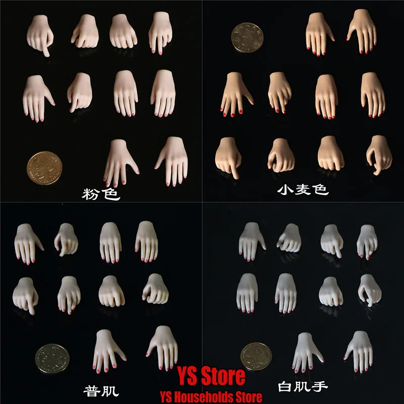 6 Skin Colors 1/6 Woman Soldier Mini Delicate Hand Types Finger Beauty Decoration Action Figure Accessory Fit 12