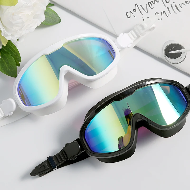 

Очки для плавания высокой четкости, водонепроницаемые, с защитой от запотевания, с гальваническим покрытием, с большой оправой, универсальные для детей и взрослых