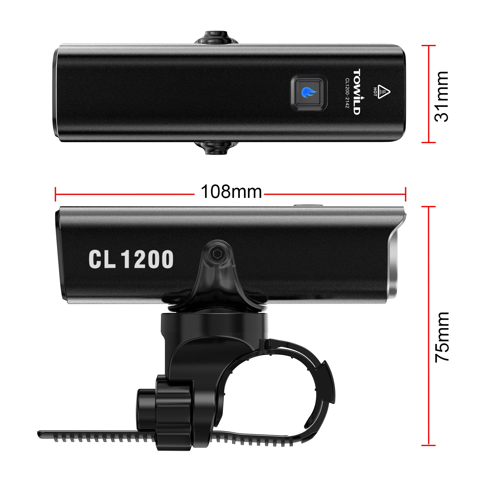 TOWILD CL1200 Bike Light Front Lamp USB Rechargeable LED 1200LM 4000mAh Bicycle Light Waterproof Headlight Bike Accessories