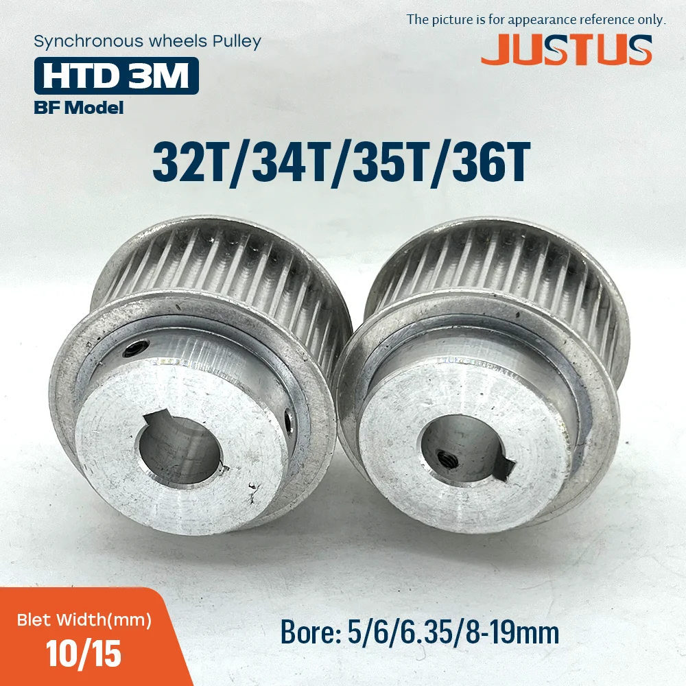 HTD 3M 32T 34T 35T 36T Timing Pulley Bore 5/6/6.35/8/10/12-19mm for 10/15mm Synchronous Belt CNC 3D Printer Parts
