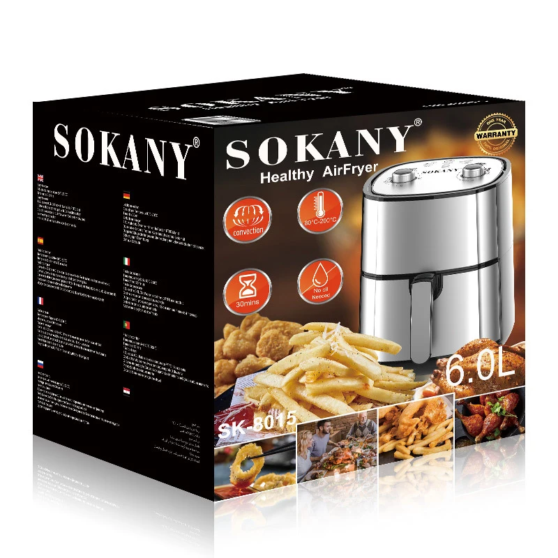 SOKANY 6L Air fryer multi-function large capacity low fat fries machine without fryer machine 360 Degree Baking without Oil