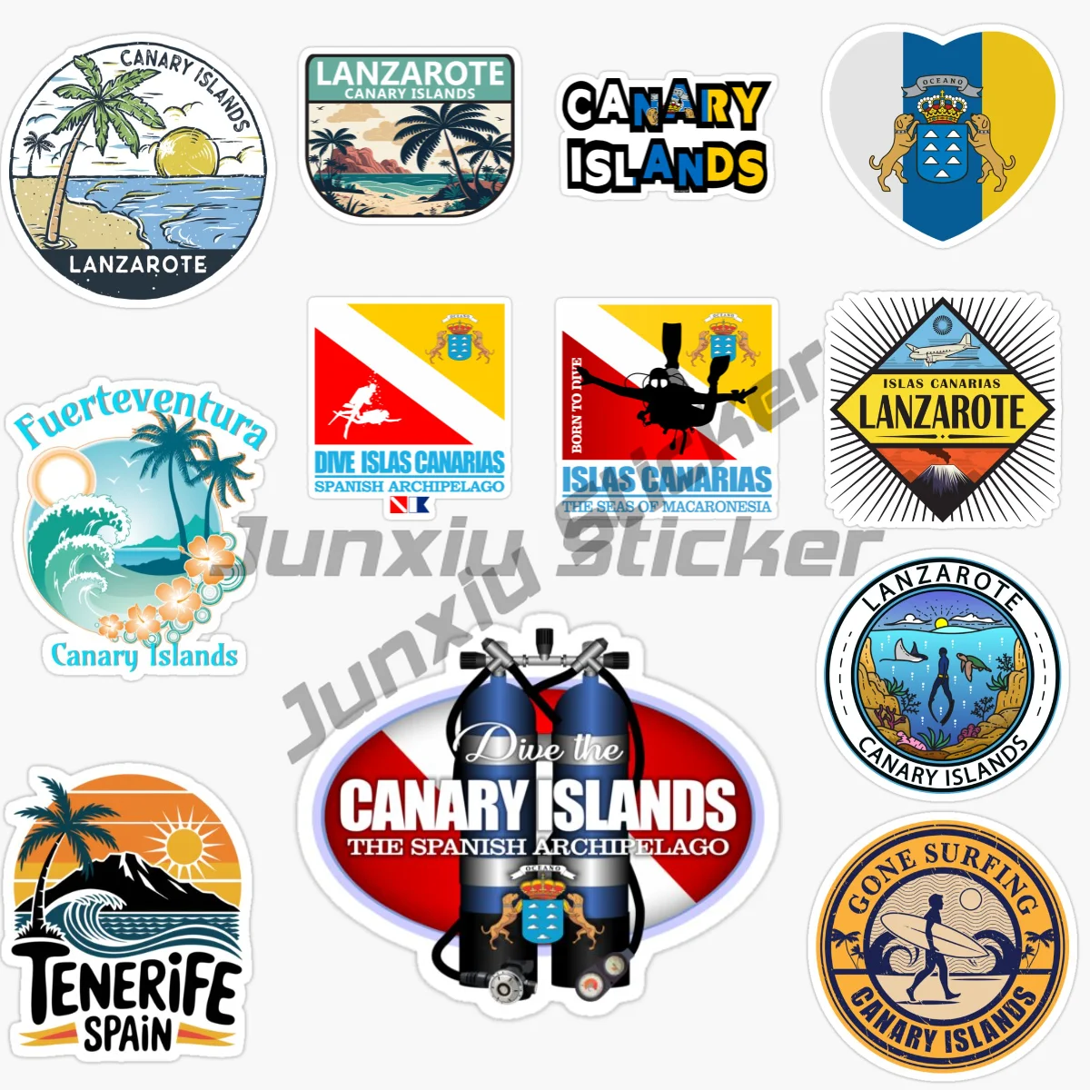 

CANARY ISLANDS Scenic Surfing and Diving Vinyl Car Sticker Self-adhesive Car Decals Motorcycle Helmet Camper Accessories Decor