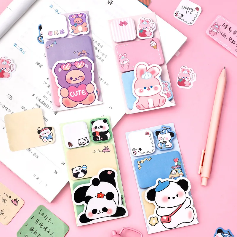 

Good-looking Cartoon Animal Combination Sticky Notes Pad Cute Message Memo Note Sticky Notes for Students Stationery Kawaii Gift