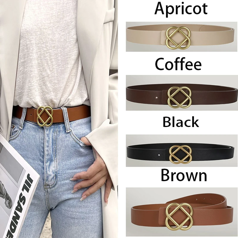 

Luxury Genuine Leather Thin Belt Women Personality Metal Buckle Waist Strap Ladies Trouser Dress Decoration Waistband