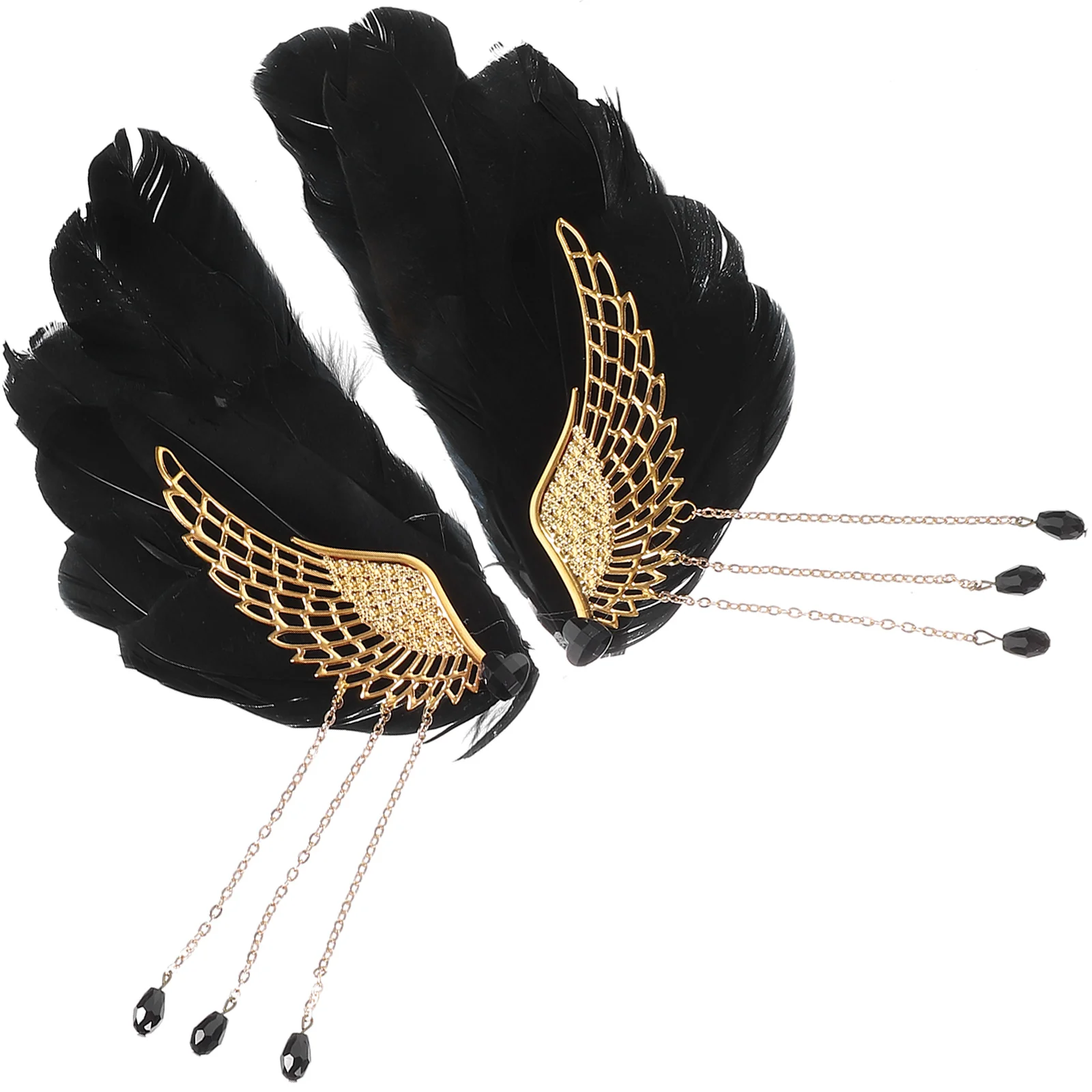 

Angel Clips Black Plume Wing Accessories Wedding Bride Teen Girls Large Hair Clips Reusable Comfortable Stage Party Role