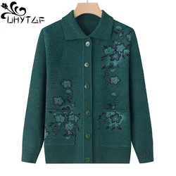 Maglione di mezza età anziano primavera autunno cappotto Cardigan da donna nonna maglione lavorato a maglia 60 anni giacca maglione di 70 anni