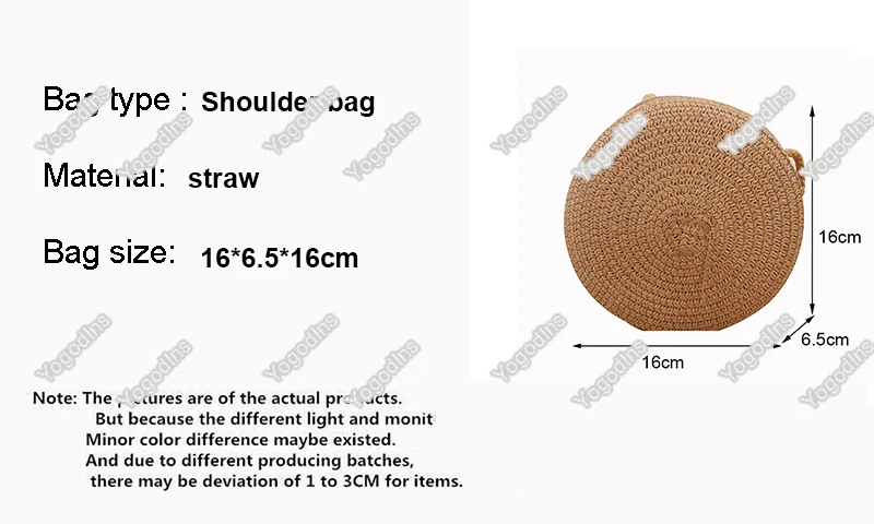 Sommer runde Stroh Umhängetaschen hand gefertigte gewebte Umhängetasche Geldbörse neue trend ige Strand tasche tägliche Messenger Telefon Handtasche – Detail 2