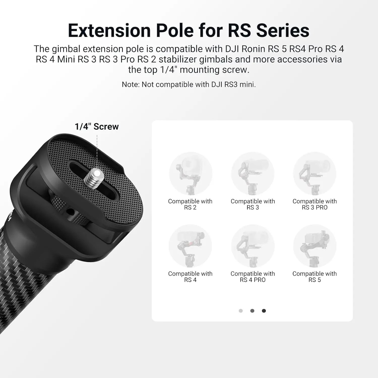 NEEWER Carbonfaser-Gimbal-Verlängerungsstange mit Anti-Deflexions-Schutzvorrichtung und 1/4-Zoll-Schraube für DJI Ronin RS5 RS4 Pro Mini RS 4 3 2 – Detail 1