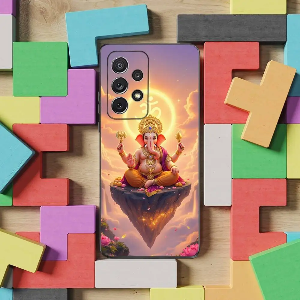 Ganesh elefante deus índia capa de telefone para samsung s25, s24, s23, s22, s21, s20, s10, ultra, plus, lite, fe, capa preta de silicone macio