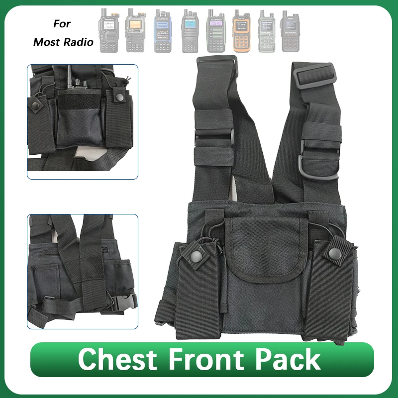 

Nylon Walkie Talkie Pouch Chest Front Pack Pocket Two Way Harness Vest Bag Holder Carry Case for Baofeng UV-5RM UV-17 GPS Radios
