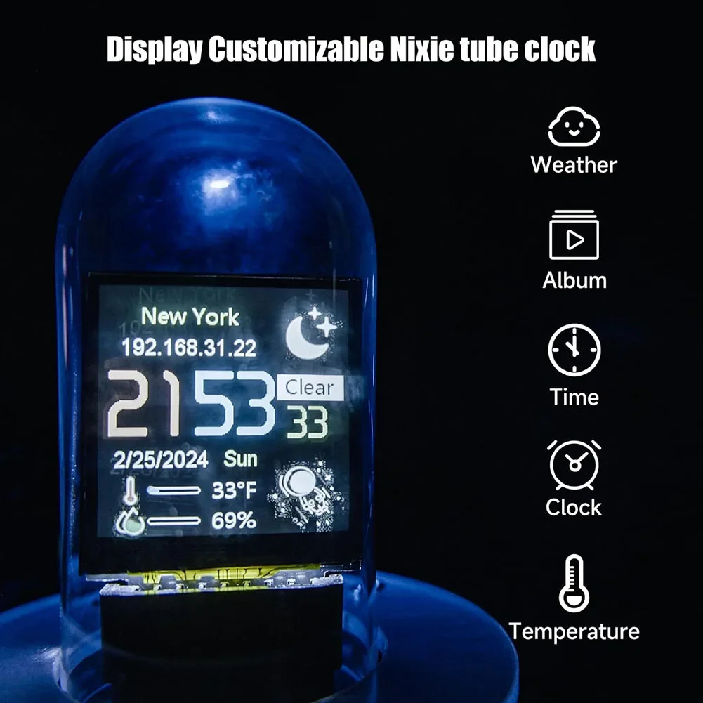 

1 шт. WIFI Nixie трубчатые часы DIY трубчатые часы IPS ЖК-экран RGB цифровой погодный будильник домашний прибор Life