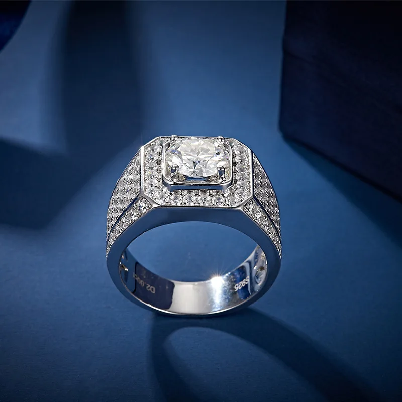 Anillo de Moissanita de 1-5 Quilates, Color D, para Mujer, Plata de Ley 925 con Baño de Oro Blanco, Anillo de Compromiso o Matrimonio con Diamante de Laboratorio