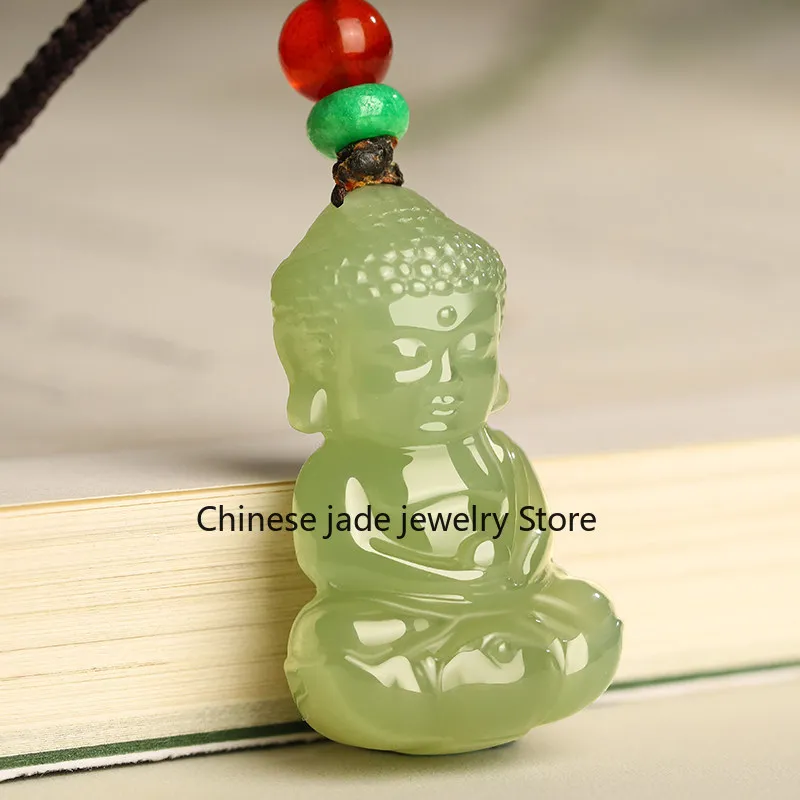 Hetian Jade Baby Buddha Pendant Men and Women Buddha Gong Pendant Jade Stone Buddha Statue Guanyin Bodhisattva Necklace Pendant