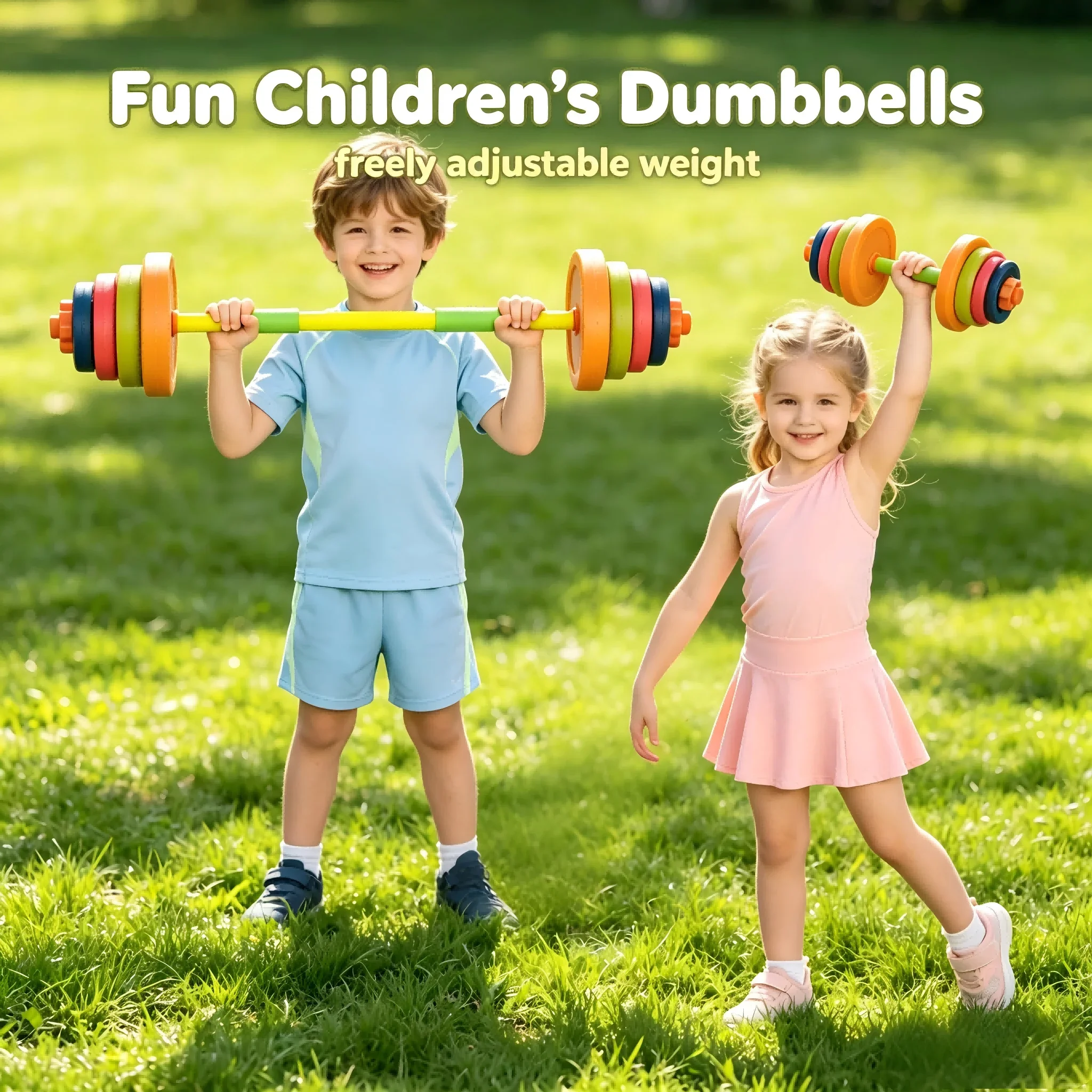 Injectable Water Sand Dumbbell Barbell Toy for Kids Adjustable Weight Weightlifting Toy Simulation Fitness Sports Play Games