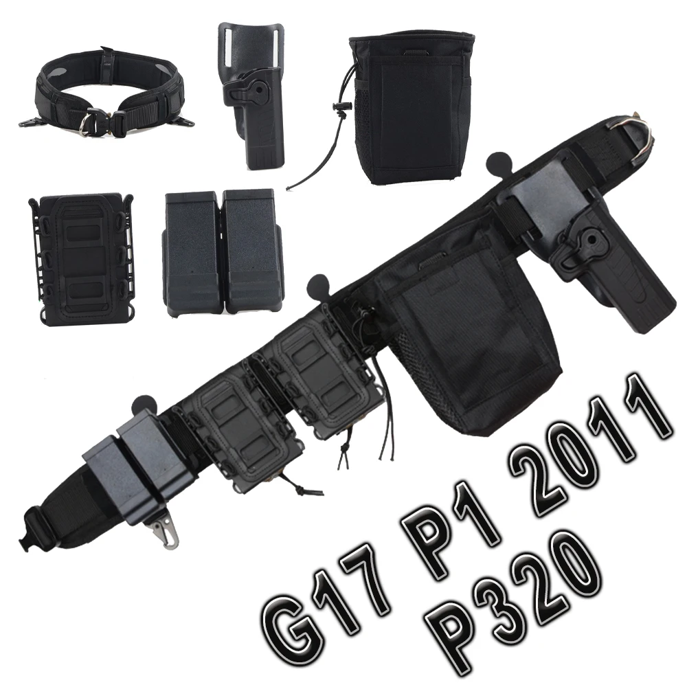 

Tactical Belt Set Multi-Function Molle System Waist Belt Equipment G17 P1 2011 P320 Quick-Draw Holster for CS Hunting Shooting