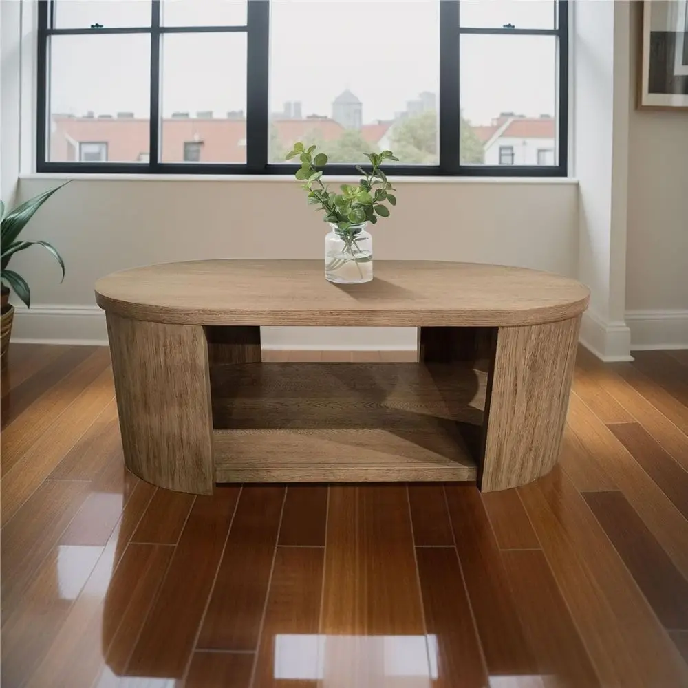 

Coee Table with Storage,armhouse Style Wooden Table or Living Room,Cae,Bedroom(Brown,Medium)