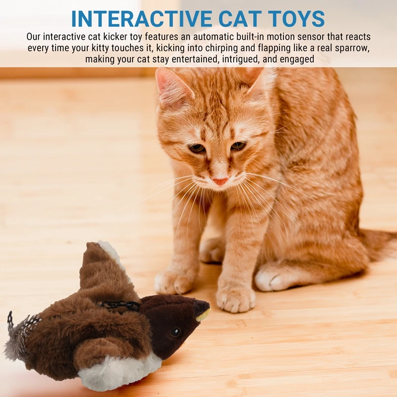 Interactive Cat Toys, Rechargeable Chirping Flapping Birdplush Kitten Exercise Toys