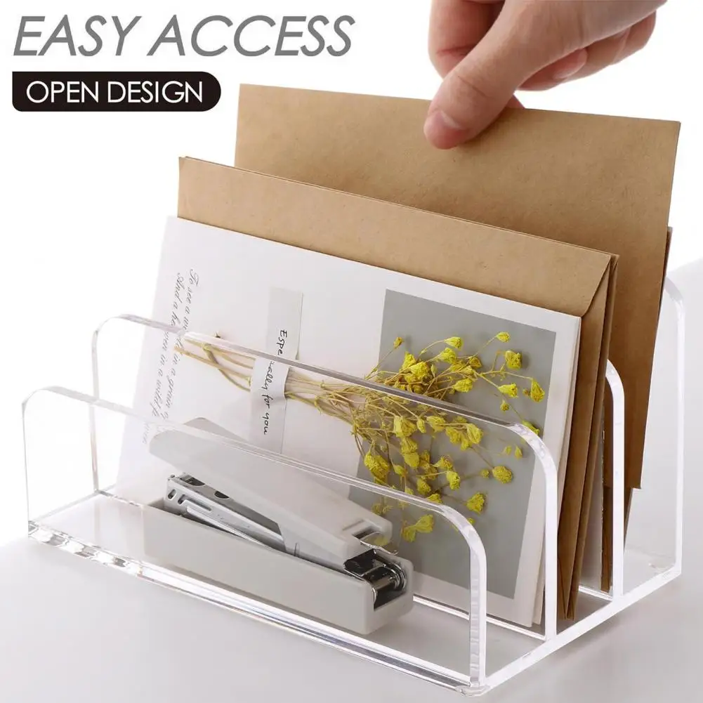 

Storage Holder Vertical File Sorter Desk Organizer with 3 Compartments for Office Supplies High Strength Mail Holder Letter