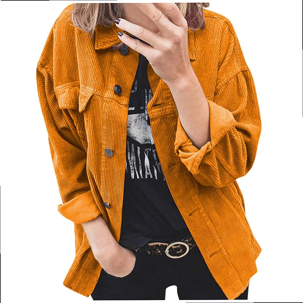 Corduroy Button Down Cardigan Lapel Loose Thick Shirt Blouse Tops for Women Corduroy Cardigans Spring Summer