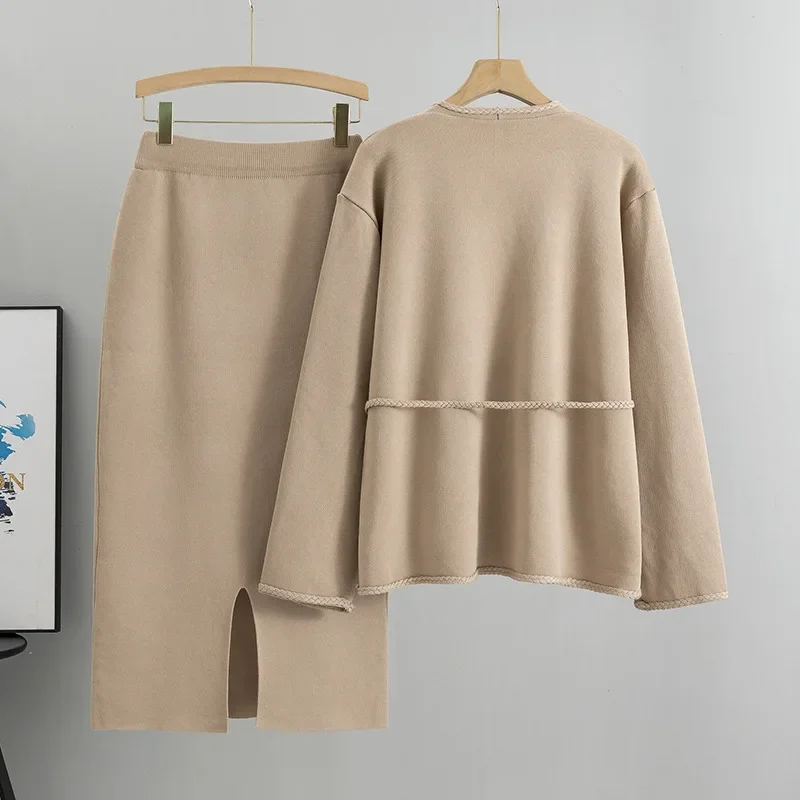 Cardigan pull élégant deux pièces avec poches pour femmes, robe décontractée adt, mode coréenne trempée, automne et hiver