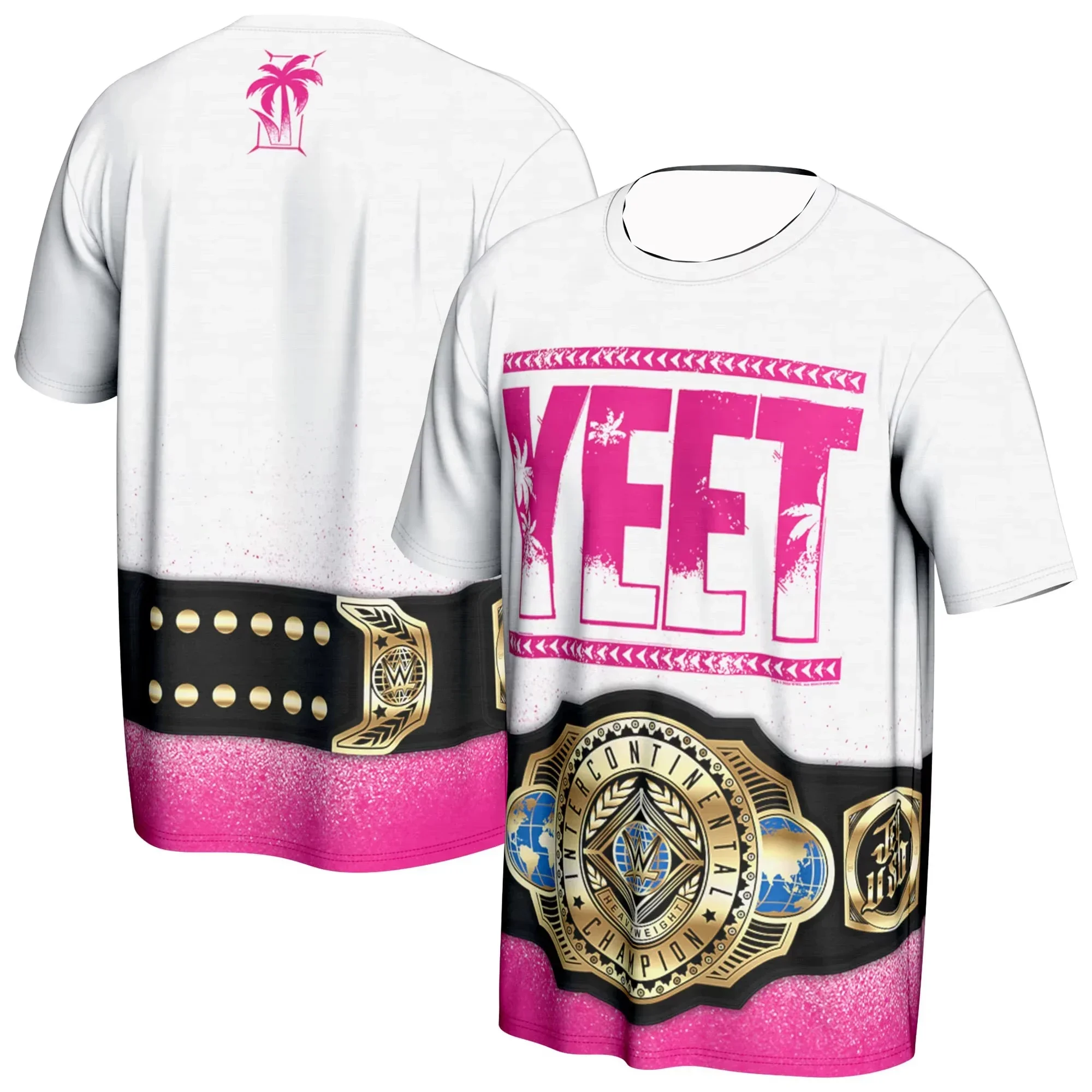 Nouveau style 2025, à la mode, haut de gamme, T-shirt feuille intercontinentale lutte à manches courtes