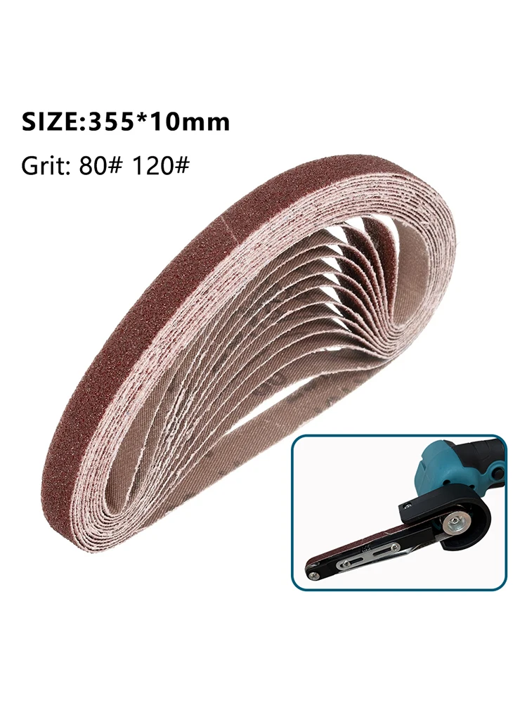 10 Stück/Set 355*10mm Oxid-Schleifbänder 80/120 Körnung Schleifbänder Schleif- und Polierwerkzeuge für Holz und Weichmetall – Detail 7