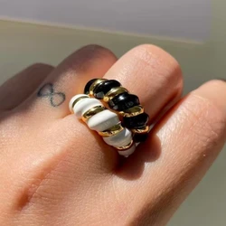 Two-tone Twisted Wire Glue Ring for Women Stainless Steel Ring Gold Plated Jewelry