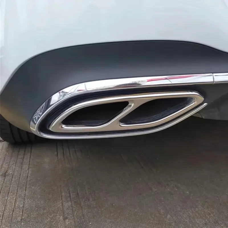 Stainless Steel For Mercedes Benz CLA Class C118 W118 2020-2023 Rear Bumper Dual Exhaust Pipe Trim Exhause Cover Accessories