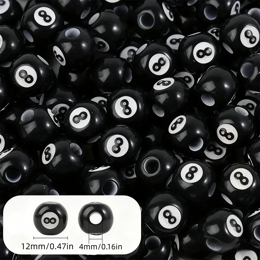 12mm black billiards beads, acrylic beads, DIY loose beads, accessories, pendants, decorative beads, holiday gifts