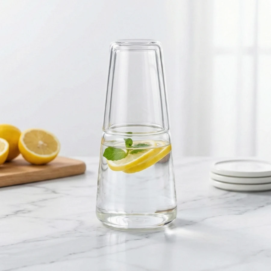Glass Water Cup with Lid Leak-Proof Student Office Portable Mug Clear/Brown/Grey for Coffee Juice