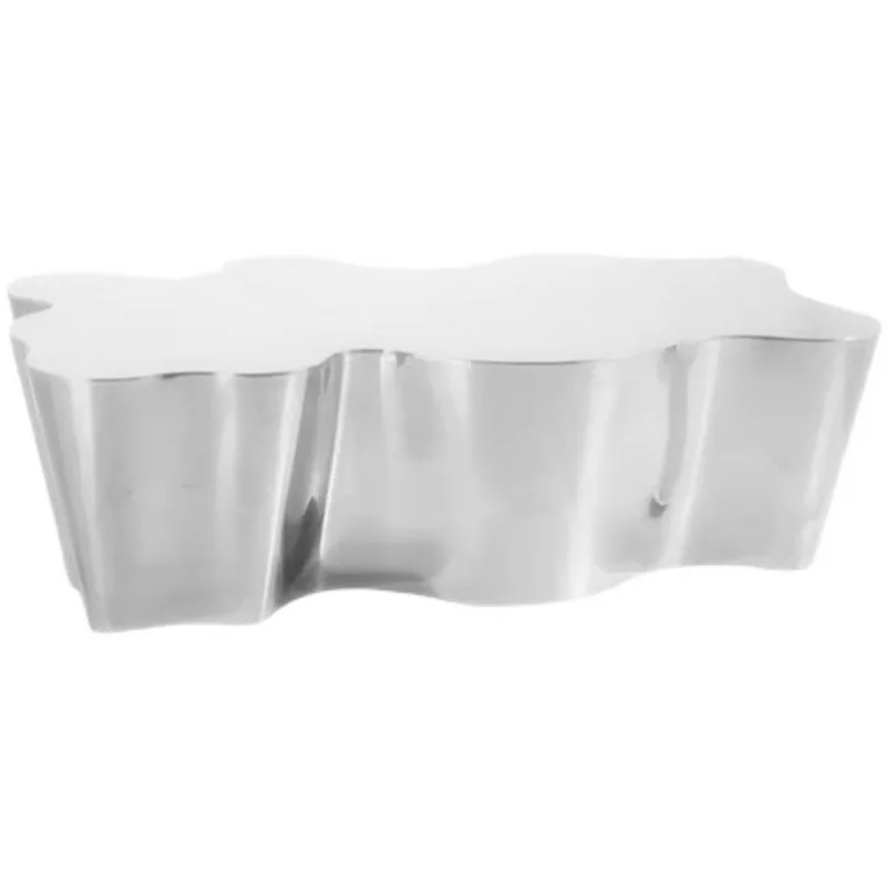 

Italian minimalist special-shaped stainless steel silver glossy coffee table designer high-end creative club