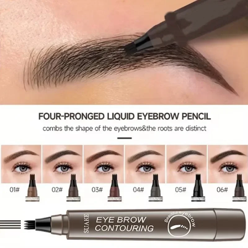 4 Point Eyebrow Pencil Waterproof Liquid Eyebrow Pen Makeup Long Lasting Cosmetic Microblade Brow Pencil