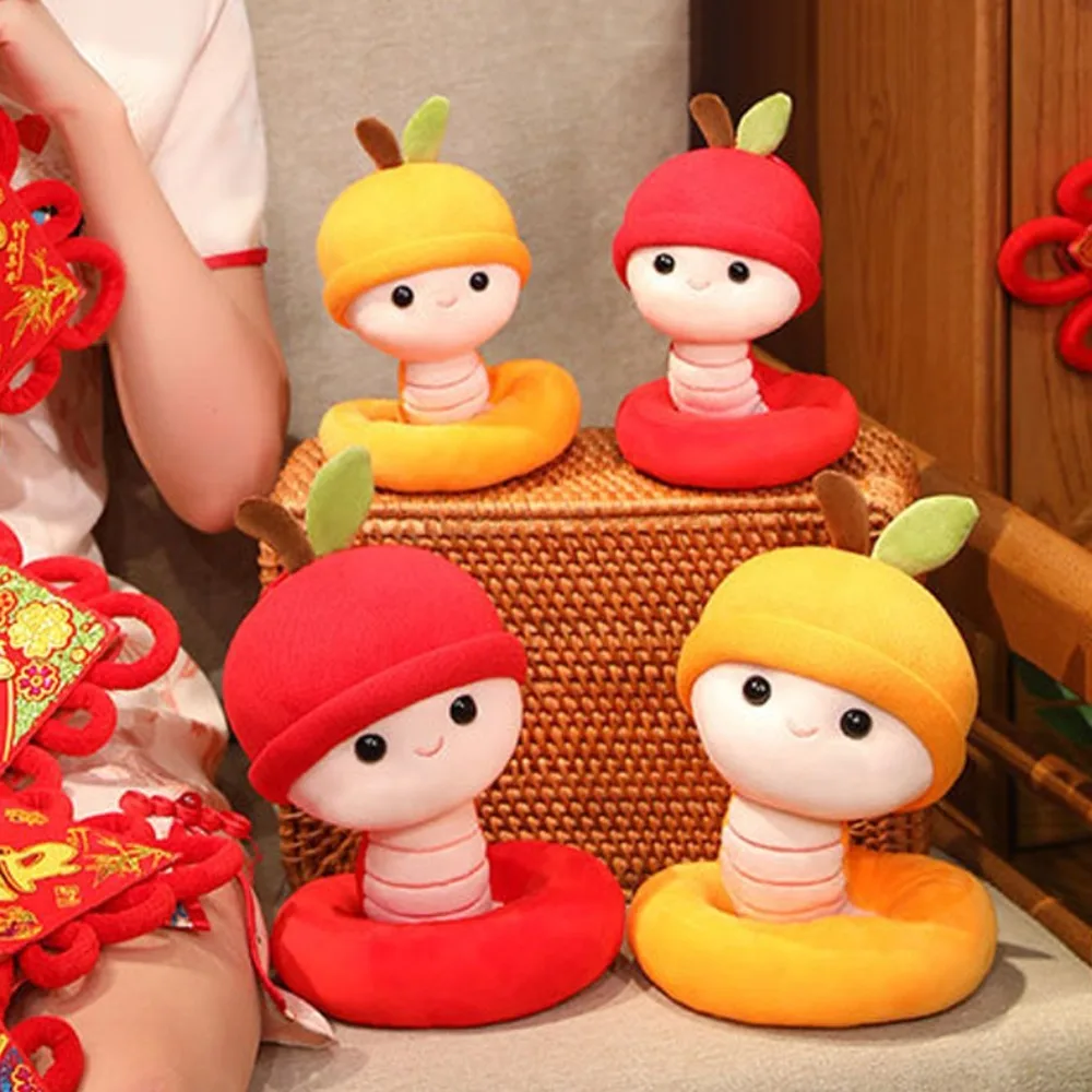 With Keychain Persimmon Snake Year Plush Toy Chinese Style Good Luck Snake Year Mascot Toy Happy New Year Cartoon