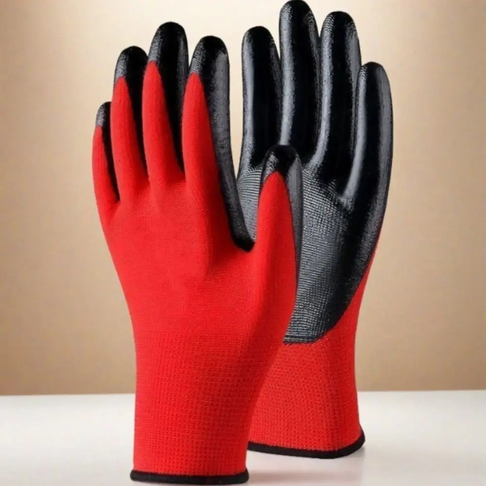 12 زوجًا من القفازات الواقية المقاومة للزيت، قفازات متينة مطلية بالنتريل مقاومة للتآكل، قفازات أمان مقاومة للاهتراء #4