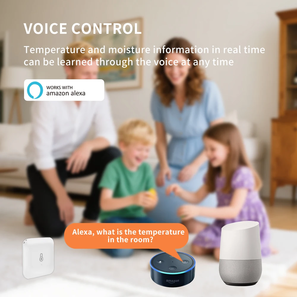 Lincukoo Tuya ZigBee Sensor Cerdas Suhu & Kelembapan Mini Alarm Suhu Tinggi dan Rendah Mendukung Smart Life