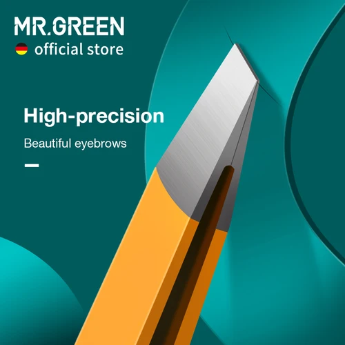 Imagen 1 del producto MR.GREEN-Pinzas para cejas de acero inoxidable, utensilio de belleza de pelo colorido, extractor de pelos finos, pinzas inclinadas para cejas, herramientas de maquillaje