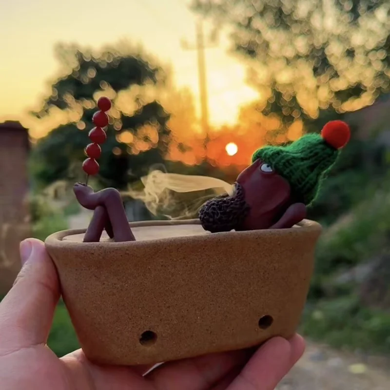 Lazy Bath Man Incense Burner Creative Aromatherapy Holder Bathroom And Home Tabletop Decor Relaxing And Stress Relieving Gift