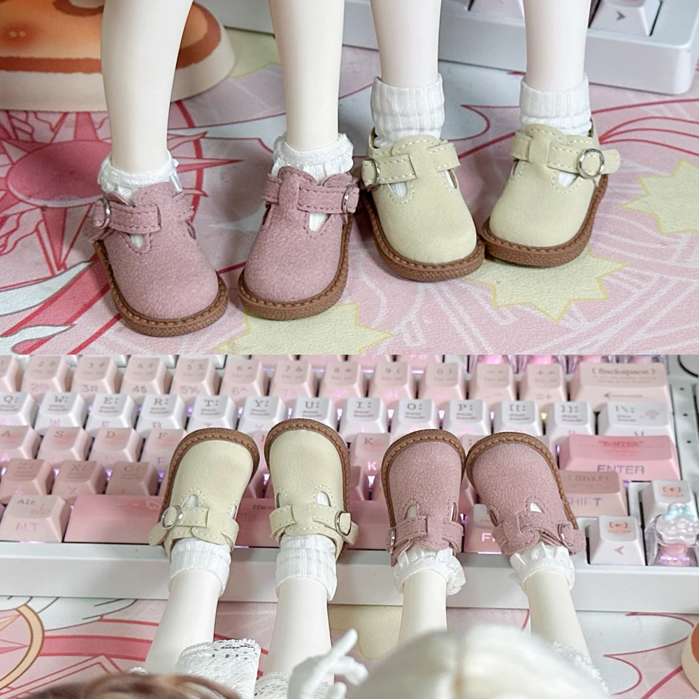 D10-P026 Handmade Toy 1/5 1/6 GL Bjd Doll Accessories Blue Pink Brown Simple Shoes 1pair