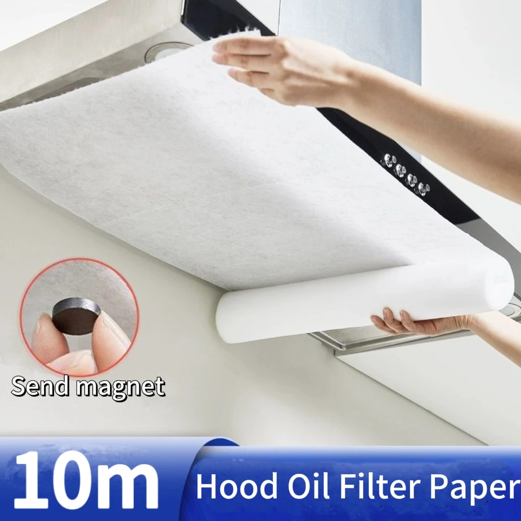 5/10M Disposable Non-woven Hood Oil Filter Paper Cooker Extractor Fan Oil-Absorbing Mesh Covers Kitchen Grease Anti Oil Cotton