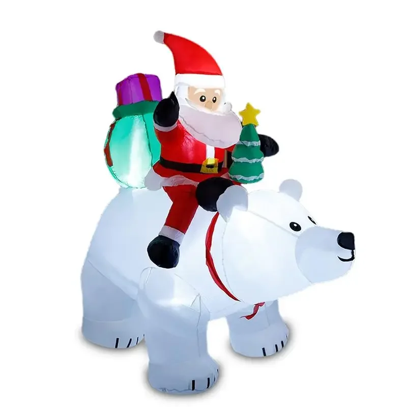 Christmas Inflatable Glow Santa Holding Christmas Tree Yard Decoration