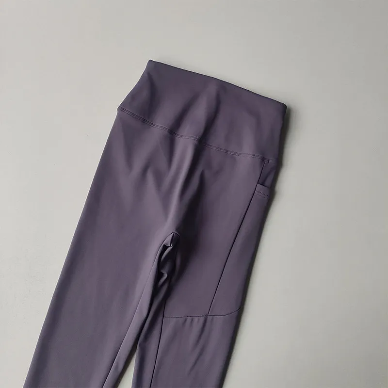 Women Yoga Pants High Waist Butt Lifting With Pockets Stretch Fleece Lined Warm Quick Dry Skinny Fitness Pants For Autumn Winter