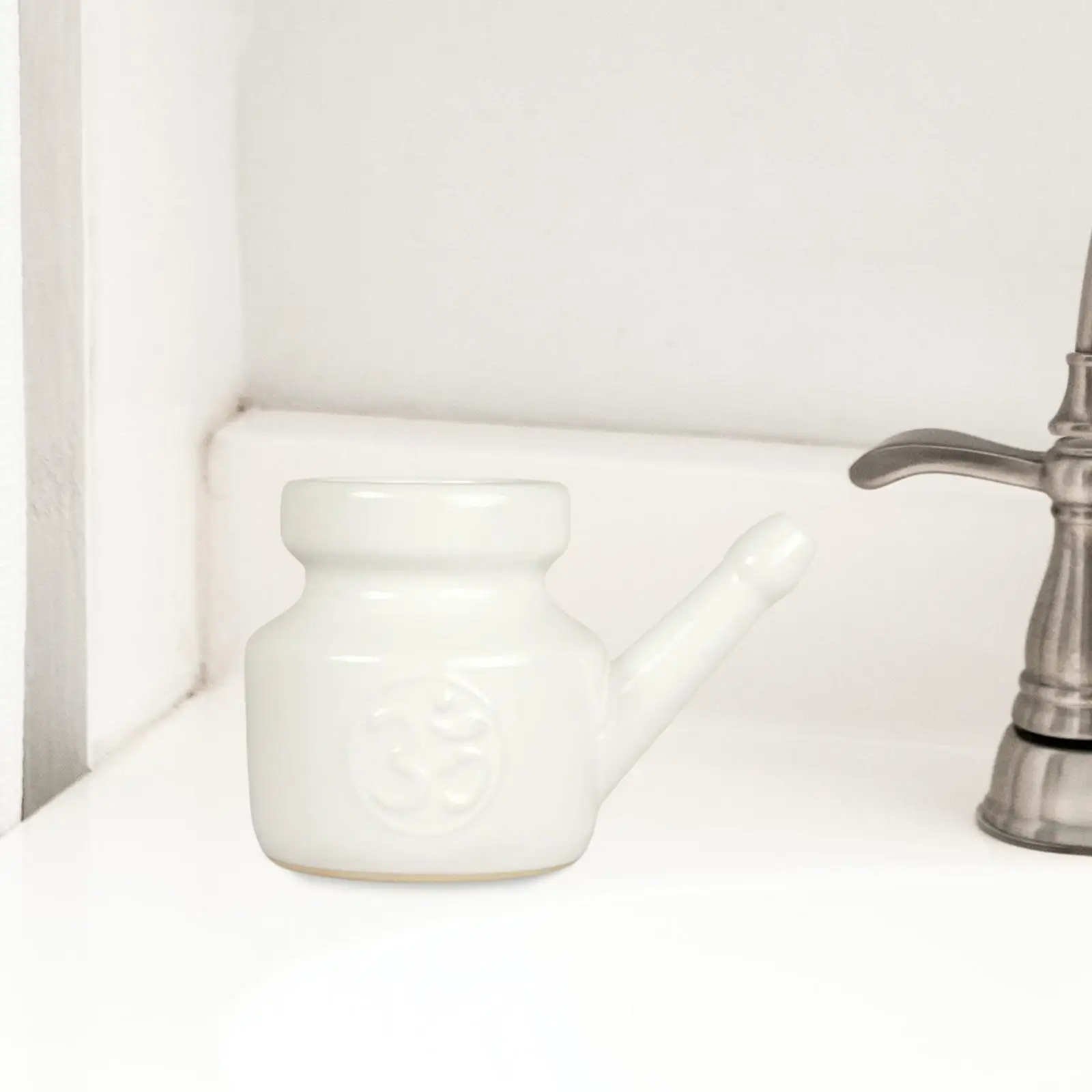 2xCeramic Neti Pot tahan bocor Sinus bilas Pot tahan lama untuk hidung pembersihan 350ml putih