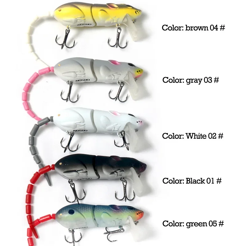 Plastic Mouse Fishing Lure With 3D Eyes Wagging Tail Slow Sinking Artificial Bait for pike bass Swimbaits minnow Floatingbaits