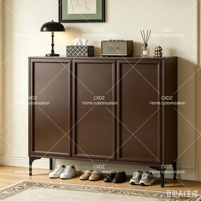 Italian All Aluminum Alloy Shoe Cabinet Brown Outdoor Door Corridor Waterproof Sunscreen Multi Functional Locker Storage