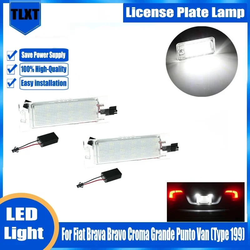 For Fiat Brava Bravo Croma Grande Punto Van (Type 199) Linea Car License Plate Lamp LED Lights